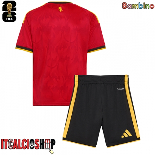 Belgio Prima Maglia Bambino Mondiali 2026 Manica Corta (+ Pantaloni corti)